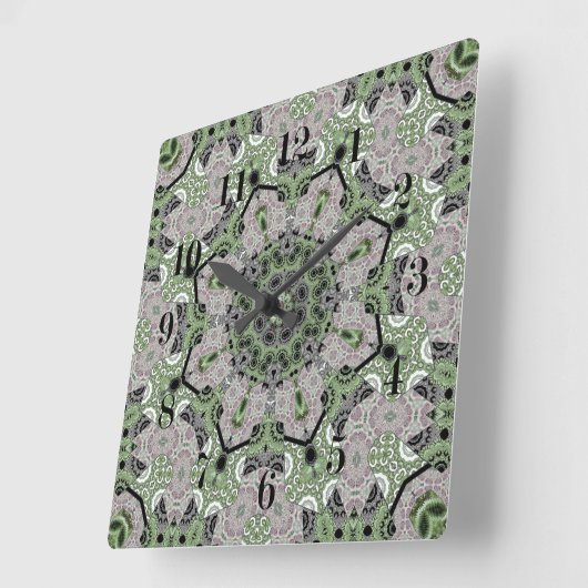 継ぎ目のない抽象芸術装飾用灰色緑黒デコ スクエア壁時計 (傾斜)