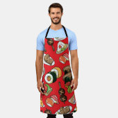 継ぎ目のない日本の食品パターン エプロン (着用した状態)