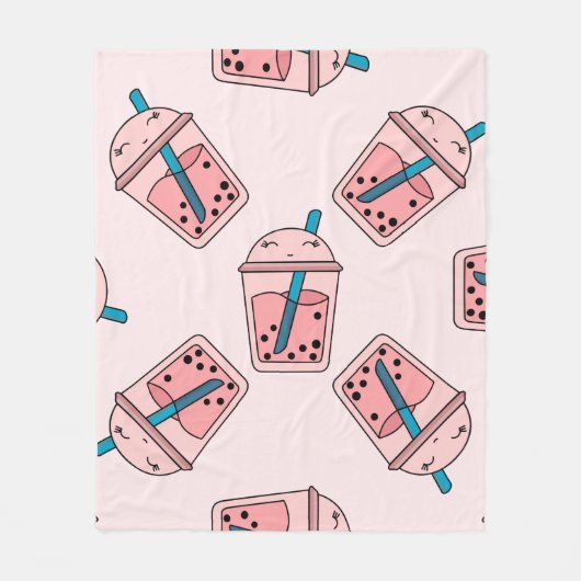 継ぎ目のない明るい模様の泡立て茶の果物の夏のDr フリースブランケット (正面)