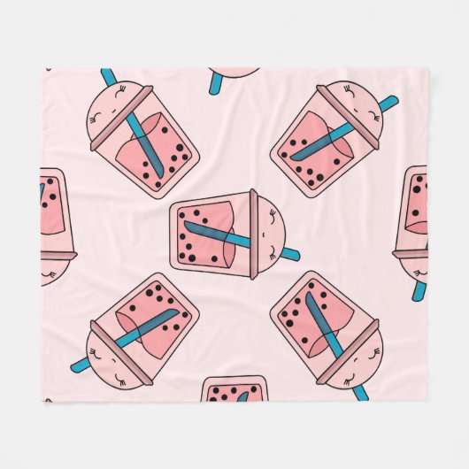 継ぎ目のない明るい模様の泡立て茶の果物の夏のDr フリースブランケット (正面(横))