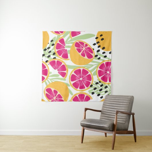 継ぎ目のない果実、熱帯lのグレープフルーツ タペストリー (インサイチュ(横))