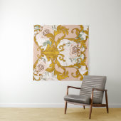 継ぎ目のない模様とバラ、バロックゴールデンエレ タペストリー (インサイチュ(横))