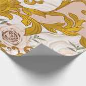 継ぎ目のない模様とバラ、バロックゴールデンエレ ラッピングペーパー (角)