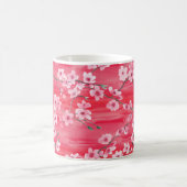 継ぎ目のない模様と美しいさくらんぼの花の花の花 コーヒーマグカップ (中央)