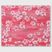 継ぎ目のない模様と美しいさくらんぼの花の花の花 ラッピングペーパー (フラット)