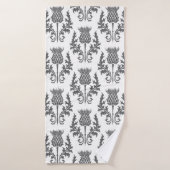 継ぎ目のない模様のシルエットアザミ バスタオル (バスタオル)