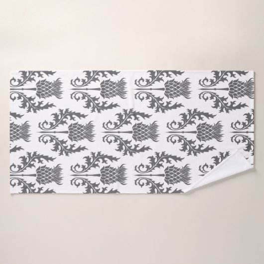 継ぎ目のない模様のシルエットアザミ バスタオル (バスタオル)