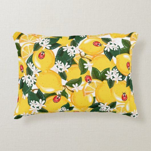 継ぎ目のない模様の熱帯夏のレモンフルーツ アクセントクッション (正面)