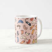 継ぎ目のない模様の猫,イラストレーション コーヒーマグカップ (正面右)