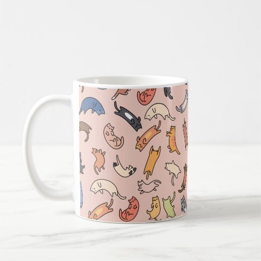 継ぎ目のない模様の猫,イラストレーション コーヒーマグカップ (左)