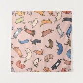継ぎ目のない模様の猫，イラストレーション タペストリー (正面(横))