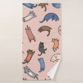 継ぎ目のない模様の猫,イラストレーション バスタオル (バスタオル)