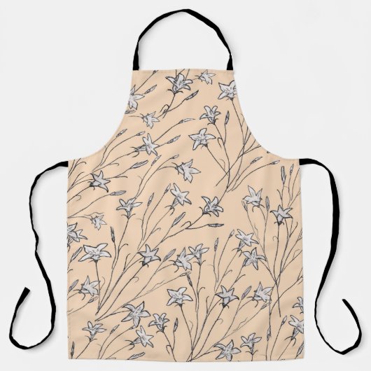 継ぎ目のない模様の鐘の花パステルの線の芸術。 エプロン (正面)