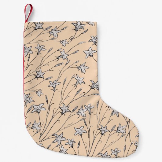継ぎ目のない模様の鐘の花パステルの線の芸術。 スモールクリスマスストッキング (正面)
