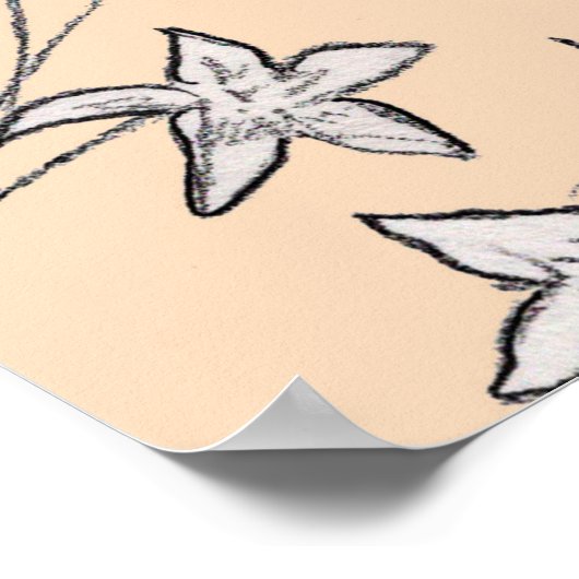 継ぎ目のない模様の鐘の花パステルの線の芸術。 ポスター (角)