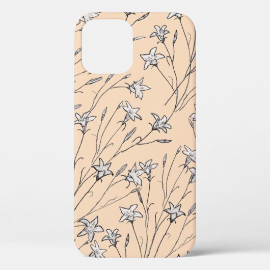 継ぎ目のない模様の鐘の花パステルの線の芸術。 Case-Mate iPhoneケース (裏面)