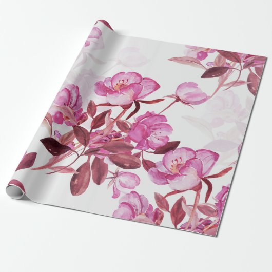 継ぎ目のない模様の開花バラお尻。和 ラッピングペーパー (アンロールド)
