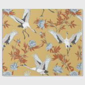 継ぎ目のない模様日本の（白い鶴とペ） ラッピングペーパー (フラット)