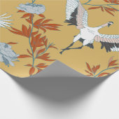 継ぎ目のない模様日本の（白い鶴とペ） ラッピングペーパー (角)
