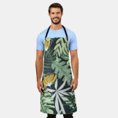 継ぎ目のない模様葉、熱帯の花と花 エプロン (着用した状態)