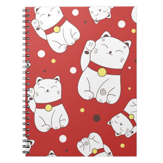 継ぎ目のない模様、招き猫手描き ノートブック (正面)