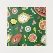 継ぎ目のない模様（熱帯果実） タペストリー (正面(横))