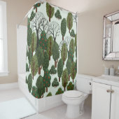 継ぎ目のない模様、緑の木違う林 シャワーカーテン (インサイチュ)