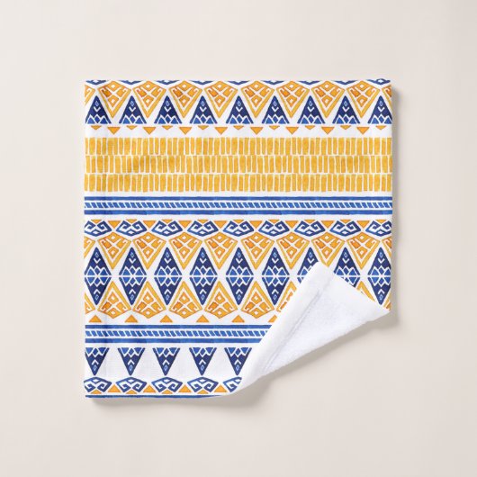 継ぎ目のない水彩ボヘミアン模様 ウォッシュタオル (ウォッシュタオル)