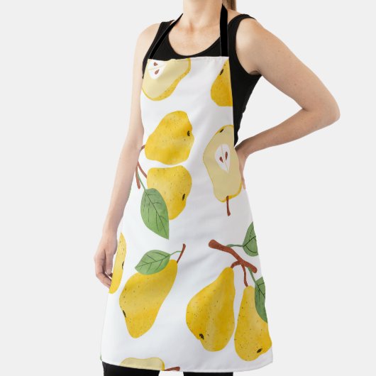 継ぎ目のない水彩梨の模様。ヴィンテージフルーツb エプロン (インサイチュ)