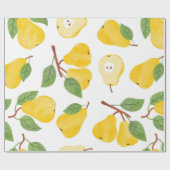 継ぎ目のない水彩梨の模様。ヴィンテージフルーツb ラッピングペーパー (フラット)