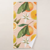 継ぎ目のない水彩模様とミカン バスタオル (バスタオル)