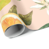 継ぎ目のない水彩模様とミカン ラッピングペーパー (ロールコーナー)