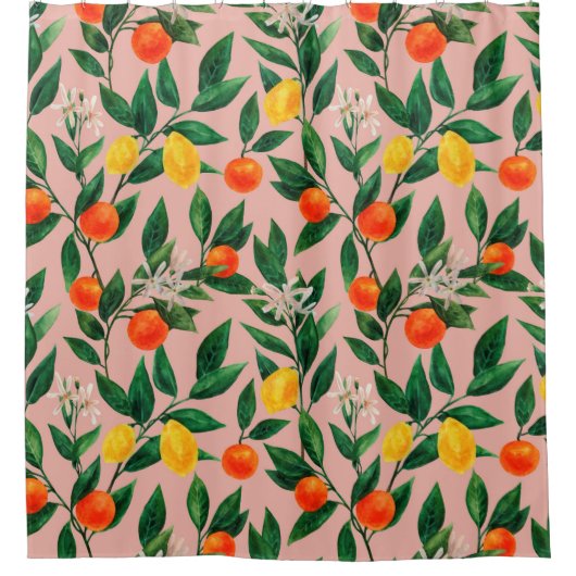 継ぎ目のない水彩模様。bで作られたオーナメント シャワーカーテン (正面)