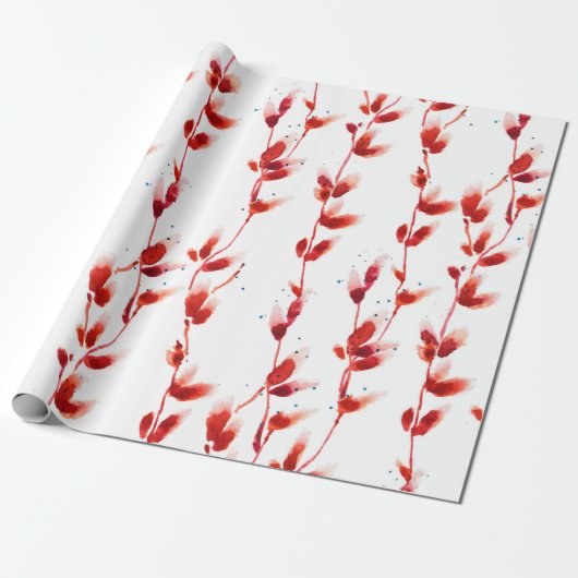 継ぎ目のない水彩画（ネコヤナギ） ラッピングペーパー (アンロールド)