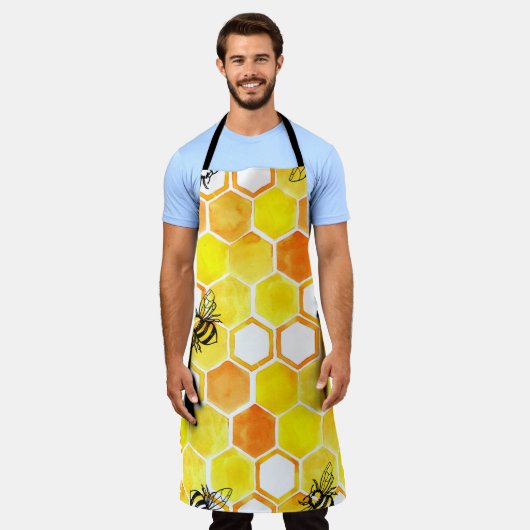 継ぎ目のない水彩画(ハネコメとリー) エプロン (着用した状態)