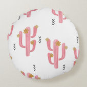 継ぎ目のない水彩花サボテンの花模様。ビント ラウンドクッション (裏面)