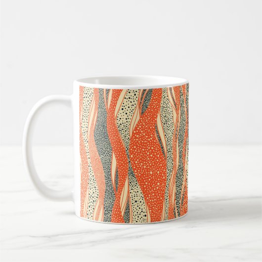 継ぎ目のない波状パターン。複雑な手を描く コーヒーマグカップ (左)