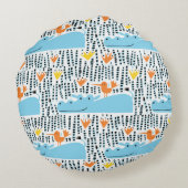 継ぎ目のない湖のヒッポと鳥 ラウンドクッション (裏面)