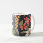 継ぎ目のない熱帯の花柄の背景 コーヒーマグカップ (正面右)