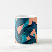 継ぎ目のない熱帯の花、植物、葉の模様b コーヒーマグカップ (中央)