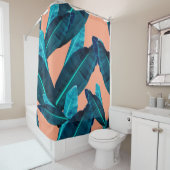 継ぎ目のない熱帯の花、植物、葉の模様b シャワーカーテン (インサイチュ)