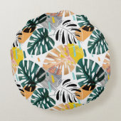 継ぎ目のない熱帯パターン。ヤ葉シの緑の ラウンドクッション (裏面)