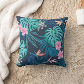 継ぎ目のない熱帯パターン、鮮やかな熱帯性の葉、w クッション (ブランケット)