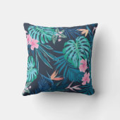 継ぎ目のない熱帯パターン、鮮やかな熱帯性の葉、w クッション (裏面)