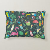 継ぎ目のない熱帯パターン（鳥と飲み物1） アクセントクッション (裏面)