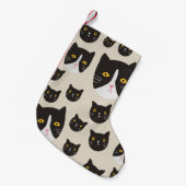 継ぎ目のない猫柄/ スモールクリスマスストッキング (正面 (吊り時))