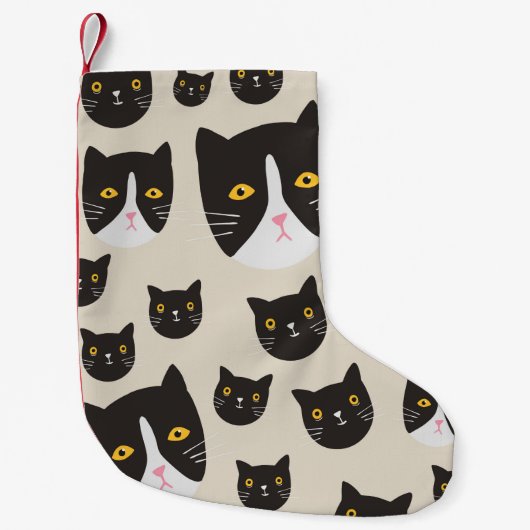 継ぎ目のない猫柄/ スモールクリスマスストッキング (正面)