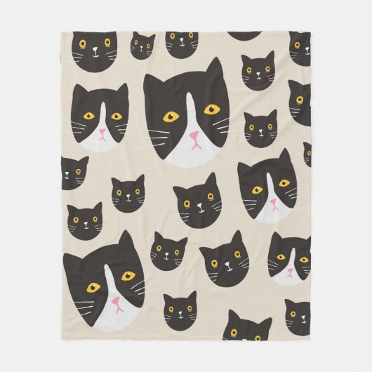 継ぎ目のない猫柄/ フリースブランケット (正面)