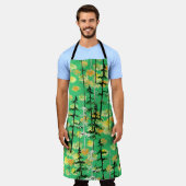 継ぎ目のない秋の森の模様 エプロン (着用した状態)