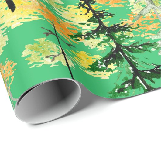 継ぎ目のない秋の森の模様 ラッピングペーパー (ロールコーナー)